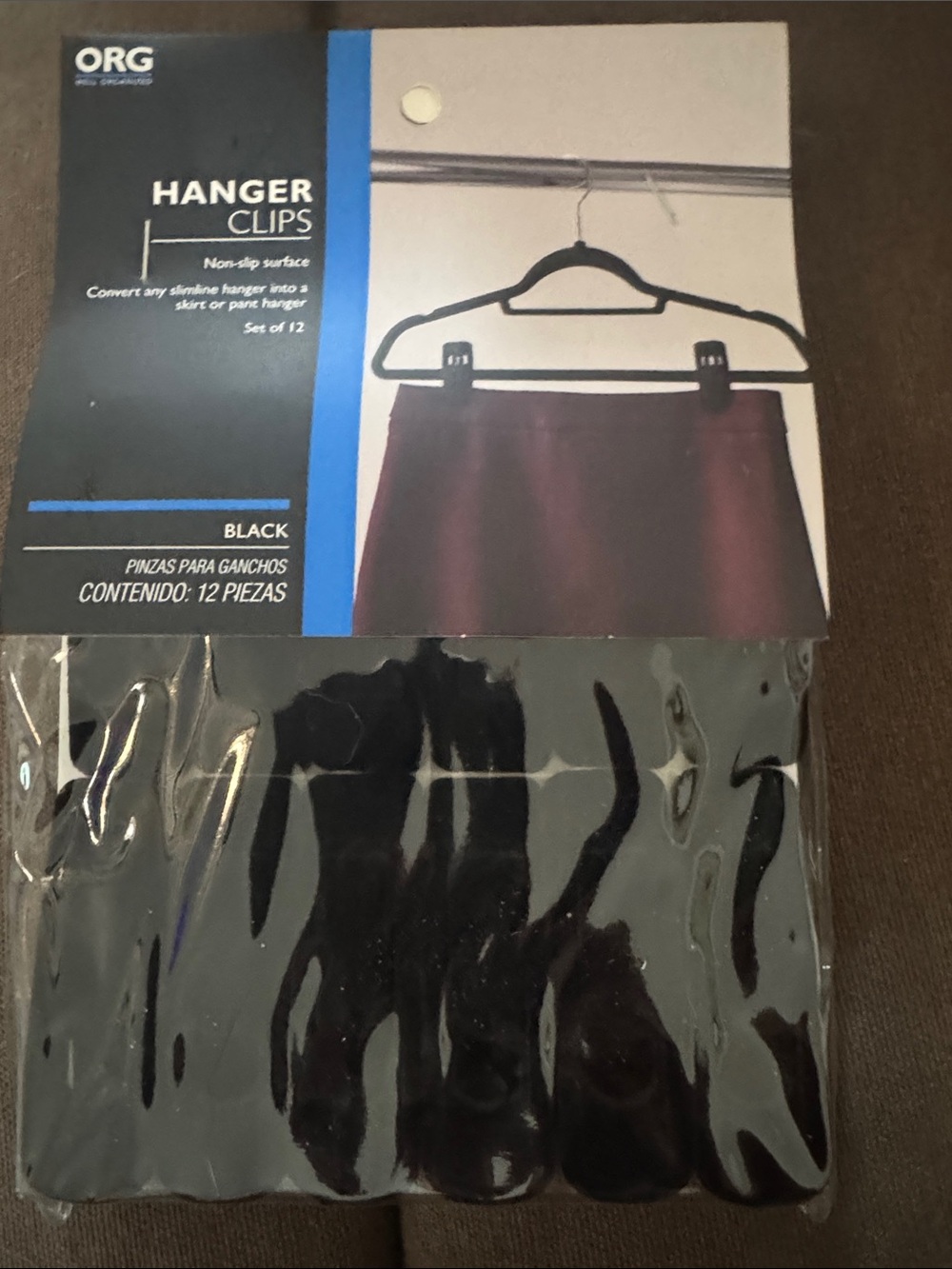 Bed Bath & Beyond Black Hanger Clips - Set of 12